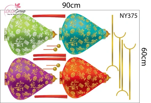 Combo Decal Trang Trí Tết Thần Tài Chúc Mừng Năm Mới Tấn Tài Tấn Lộc