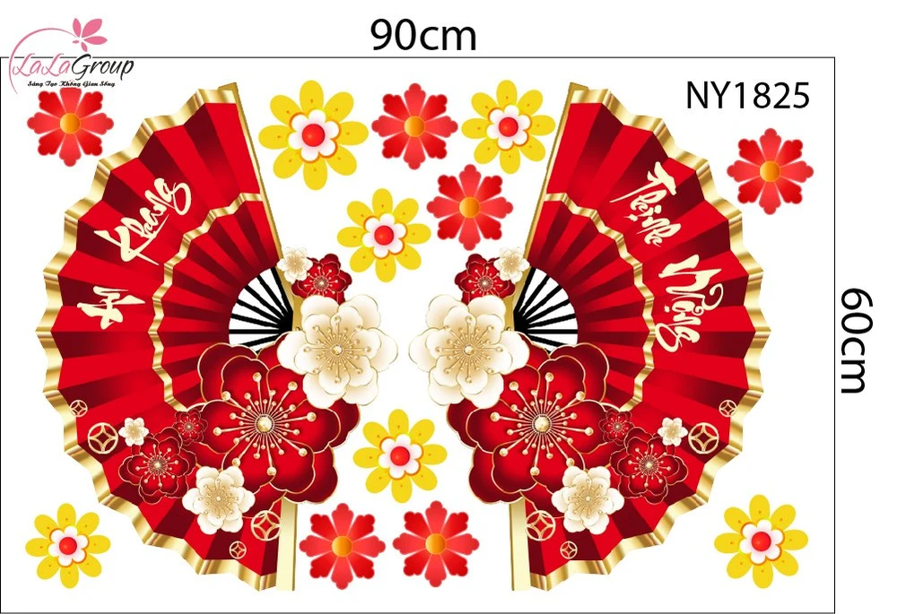 Combo Decal Trang Trí Tết Thần Tài Chúc Mừng Năm Mới Tấn Tài Tấn Lộc