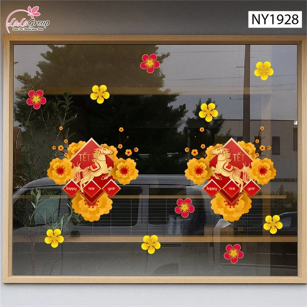 Decal Trang Trí Tết Happy New Year 2026 Tài Lộc Dồi Dào