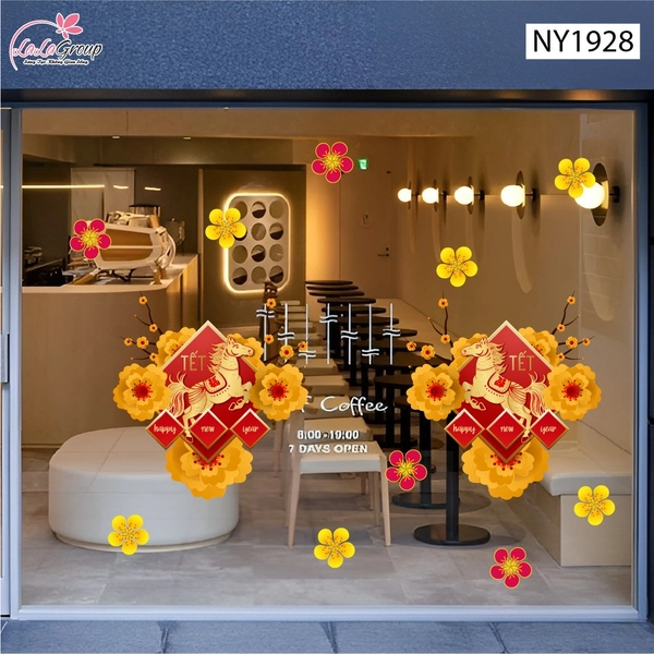 Decal Trang Trí Tết Happy New Year 2026 Tài Lộc Dồi Dào