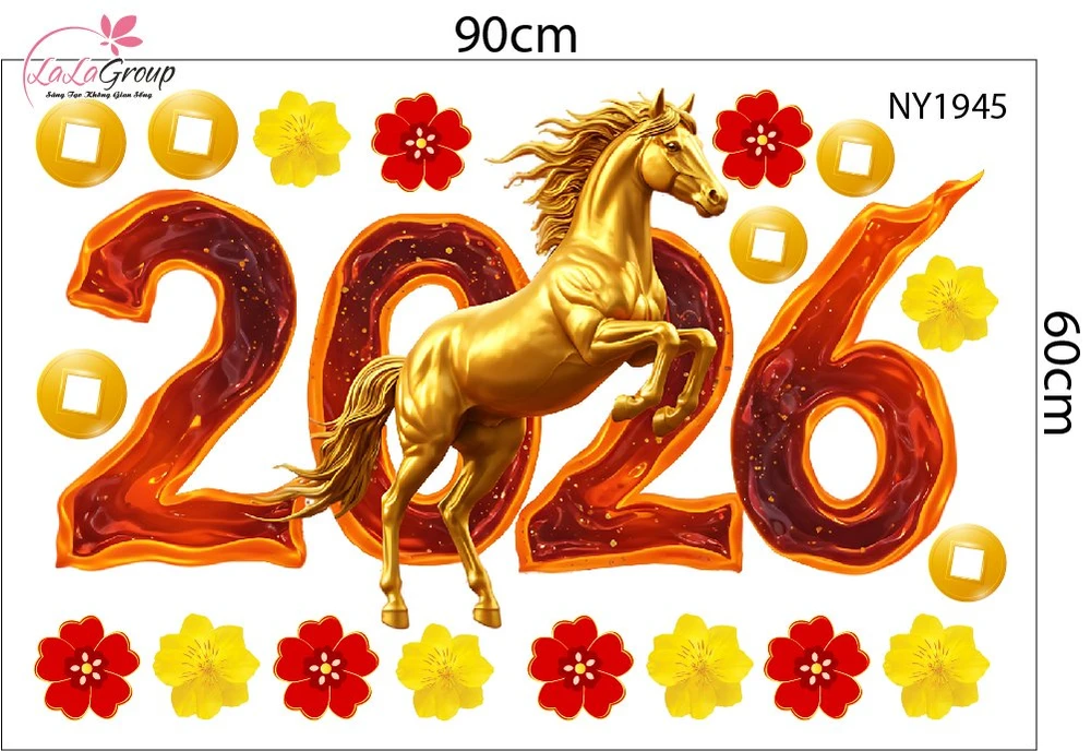 Decal Trang Trí Tết Tuấn Mã 2026