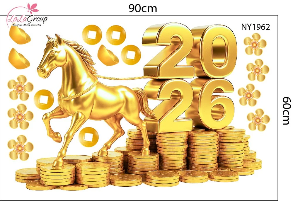 Decal Trang Trí Tết Bính Ngọ Tài Lộc Phú Quý