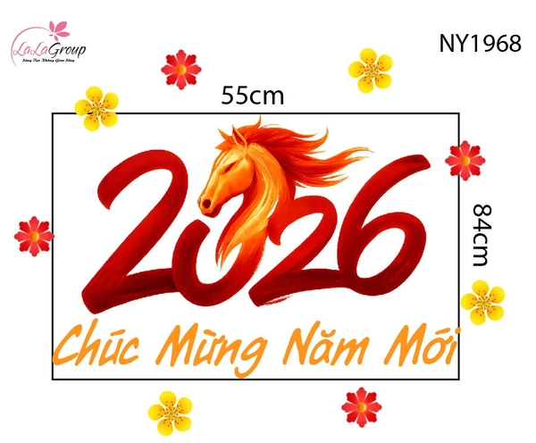 Decal Trang Trí Tết Tuấn Mã Chúc Mừng Năm Mới Phú Quý Đoàn Viên