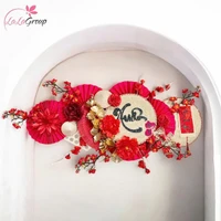 Mẹt quạt tone đỏ chữ Xuân trang trí tết ngang 1m