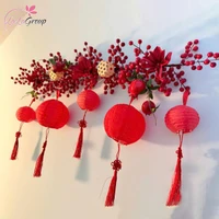 Dây đào đông 1m trang trí tết kèm lồng đèn đỏ