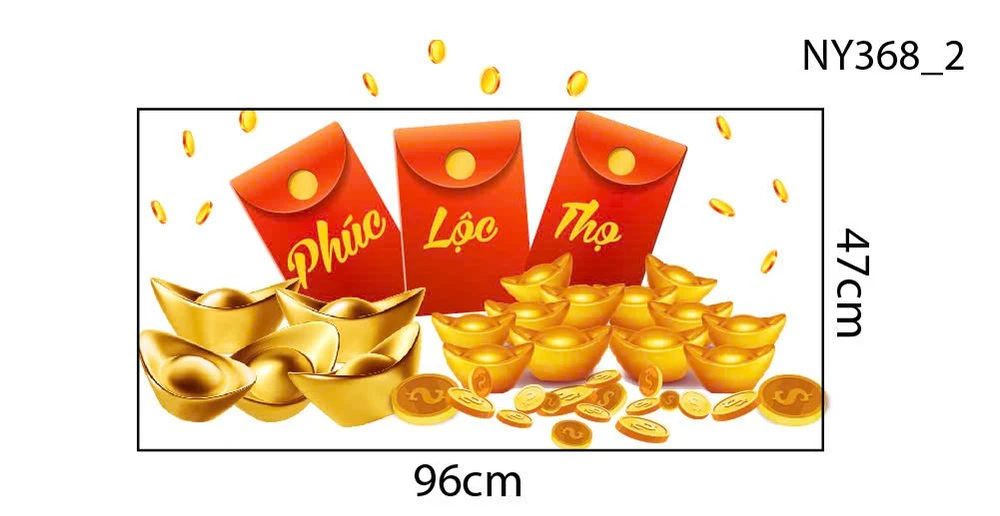 Decal Trang Trí Tết Bao Lì Xì Phúc Lộc Thọ