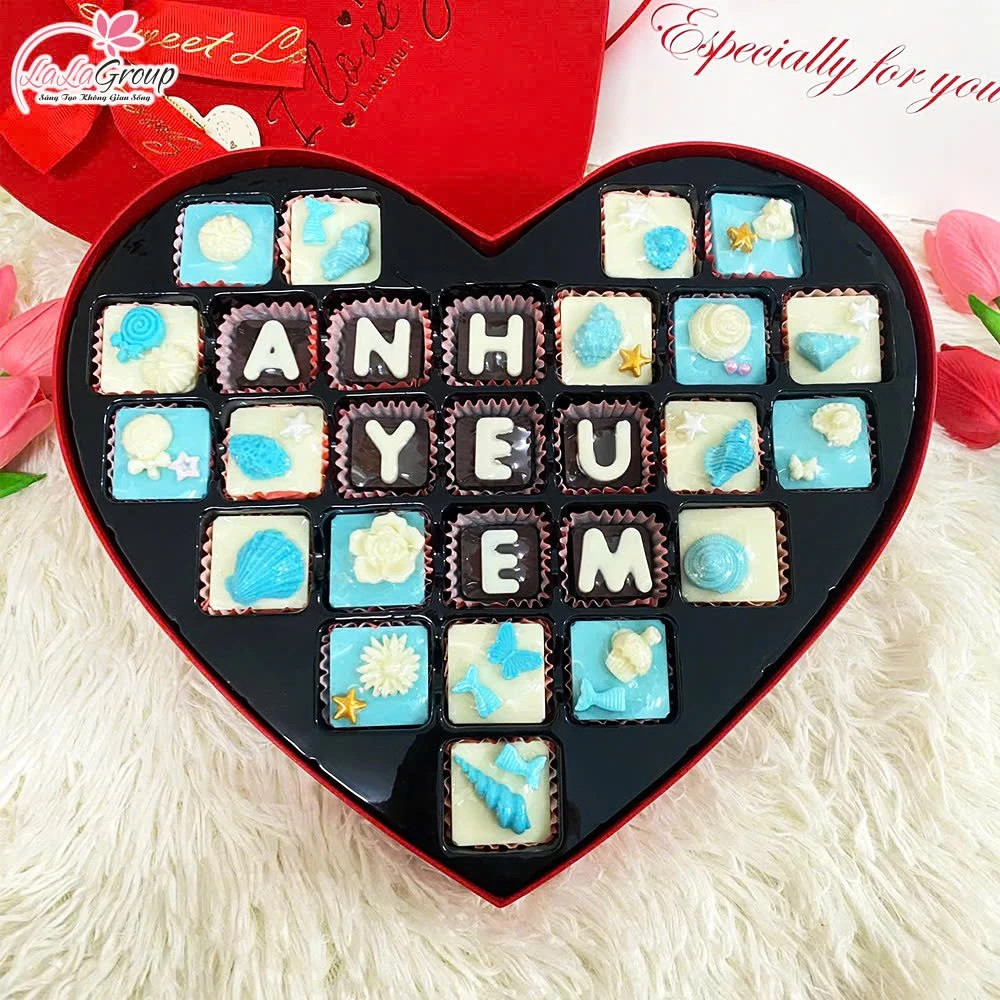 Hộp socola 27 viên quà tặng tình nhân ngọt ngào chữ anh yêu em