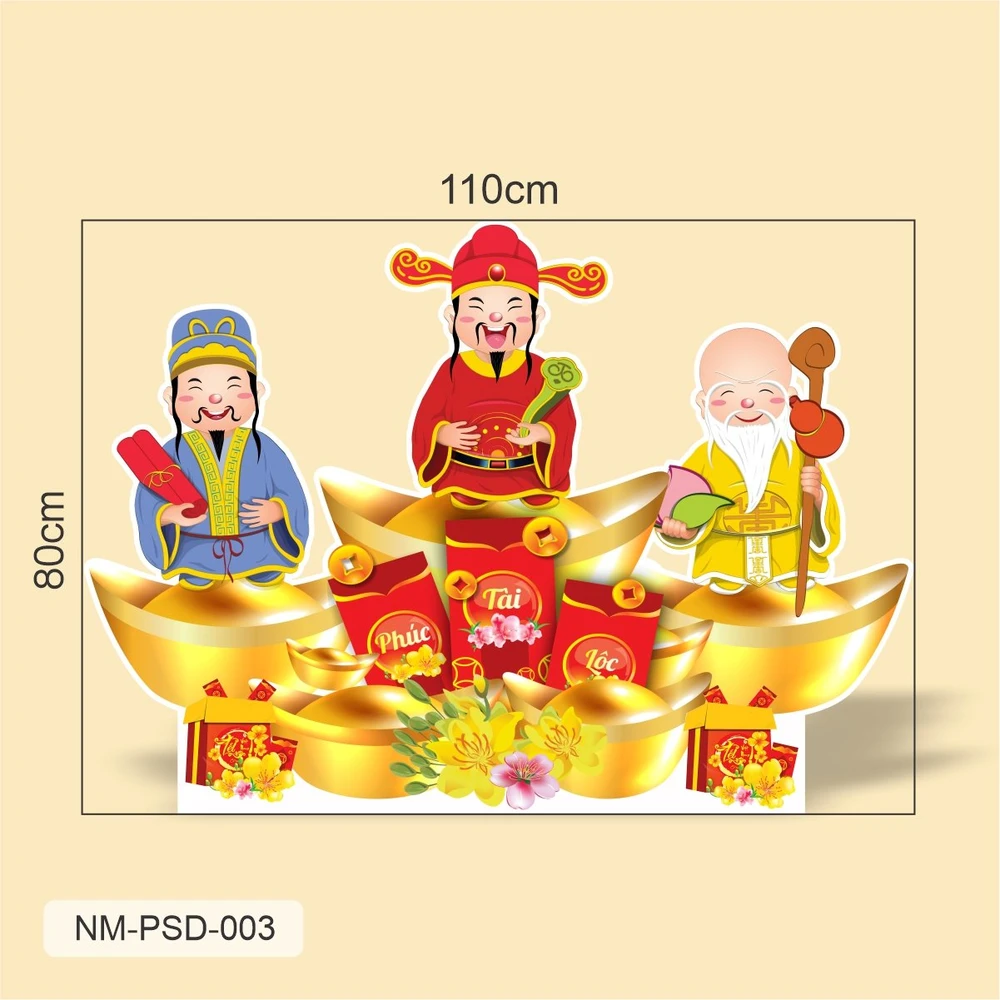 Standee Trang Trí Tết Ba Ông Phúc Lộc Thọ