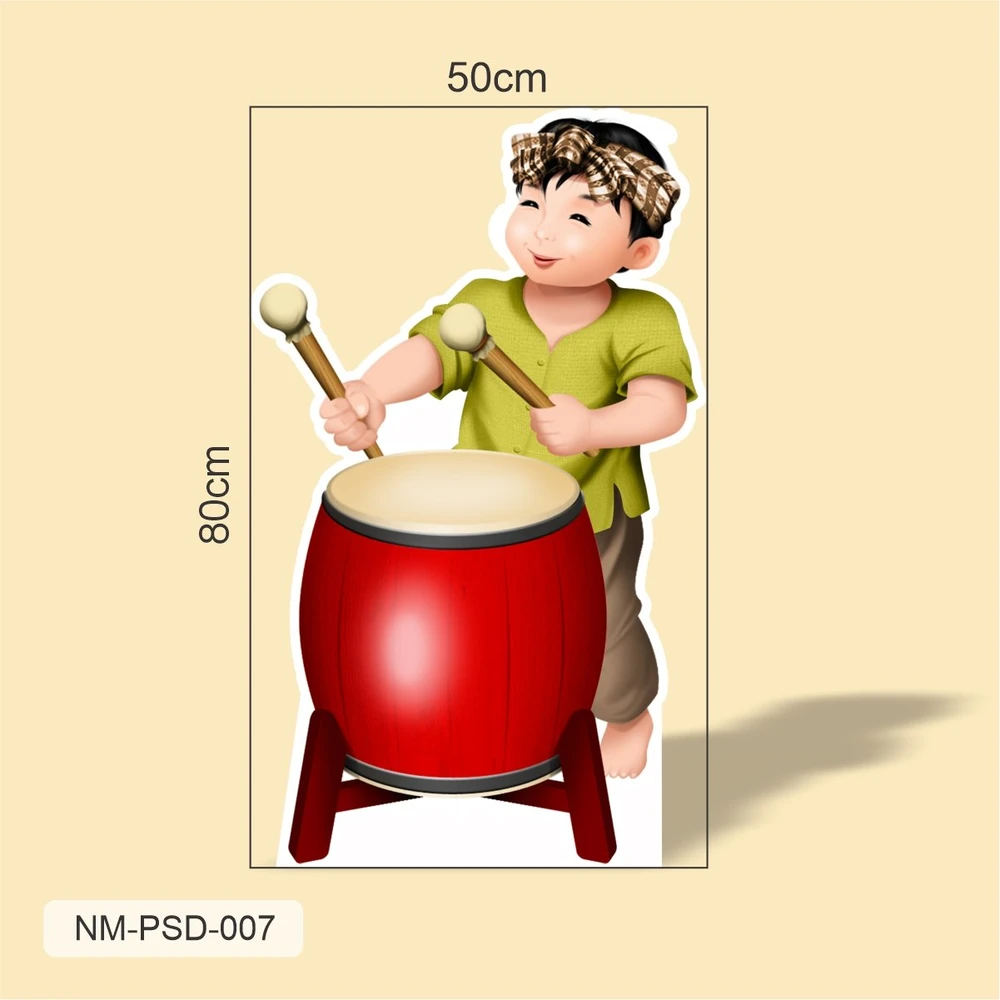 Standee Trang Trí Tết Bé Đánh Trống Chúc Tết