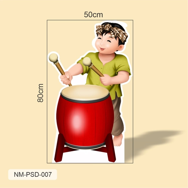 Standee Trang Trí Tết Bé Đánh Trống Chúc Tết