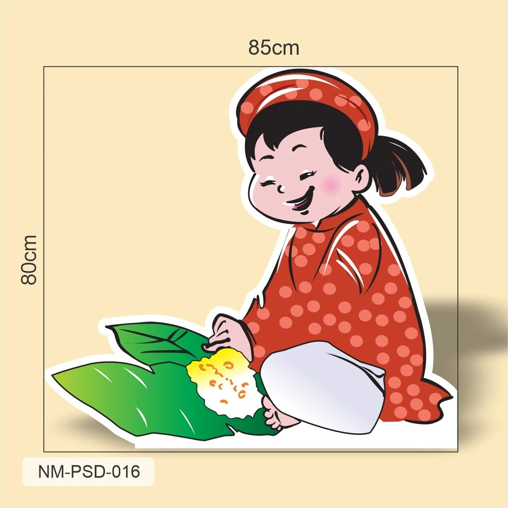 Standee Trang Trí Tết Bé Gói Bánh Đón Tết