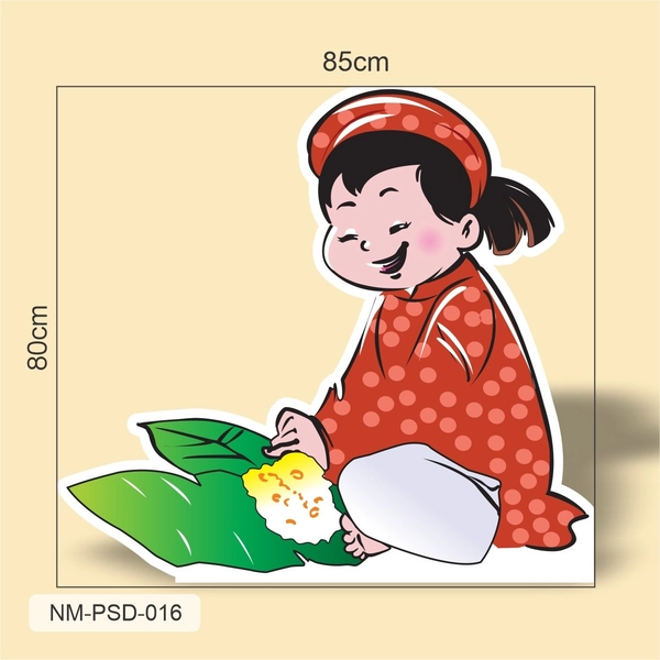 Standee Trang Trí Tết Bé Gói Bánh Đón Tết
