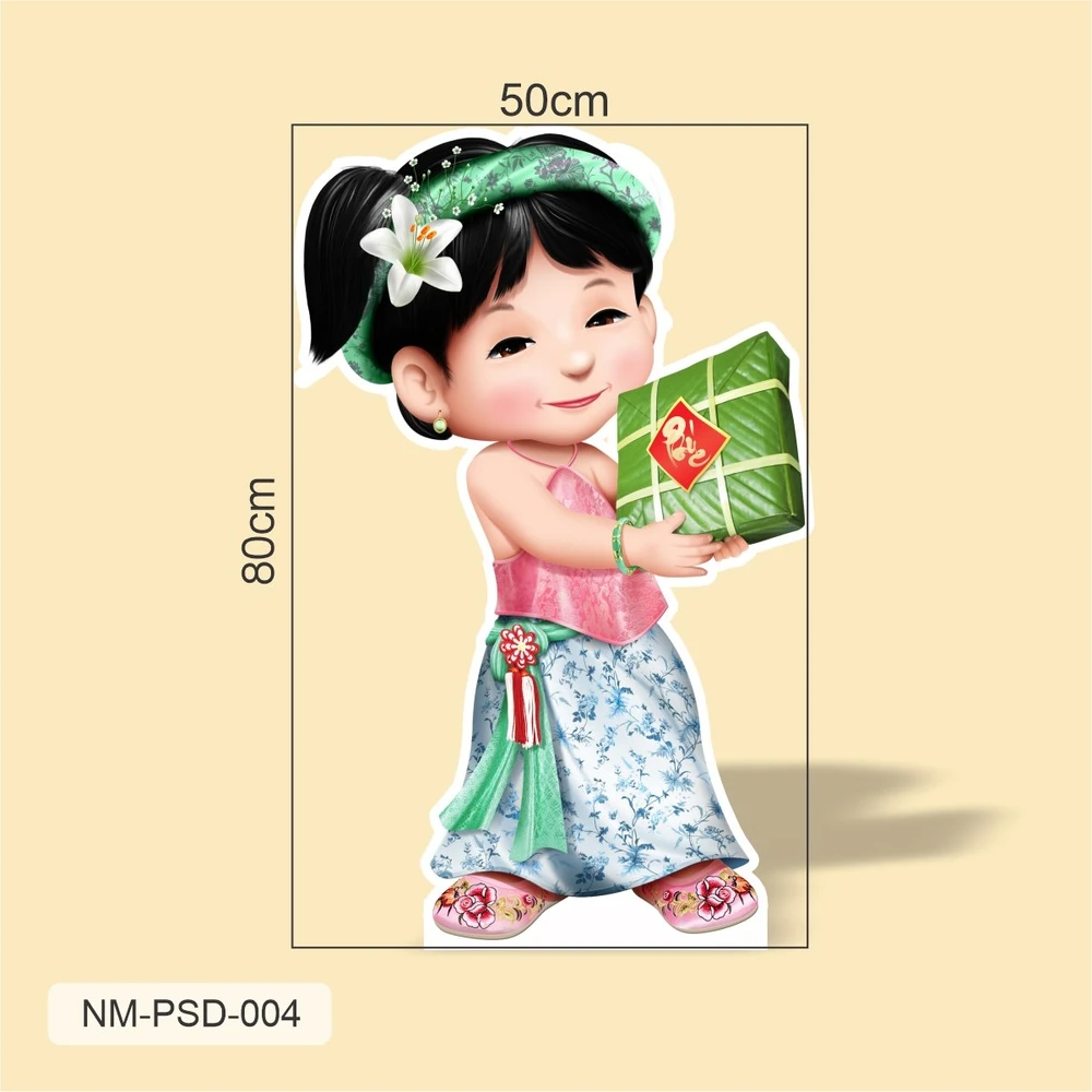 Standee Trang Trí Tết Bé Ôm Bánh Chưng