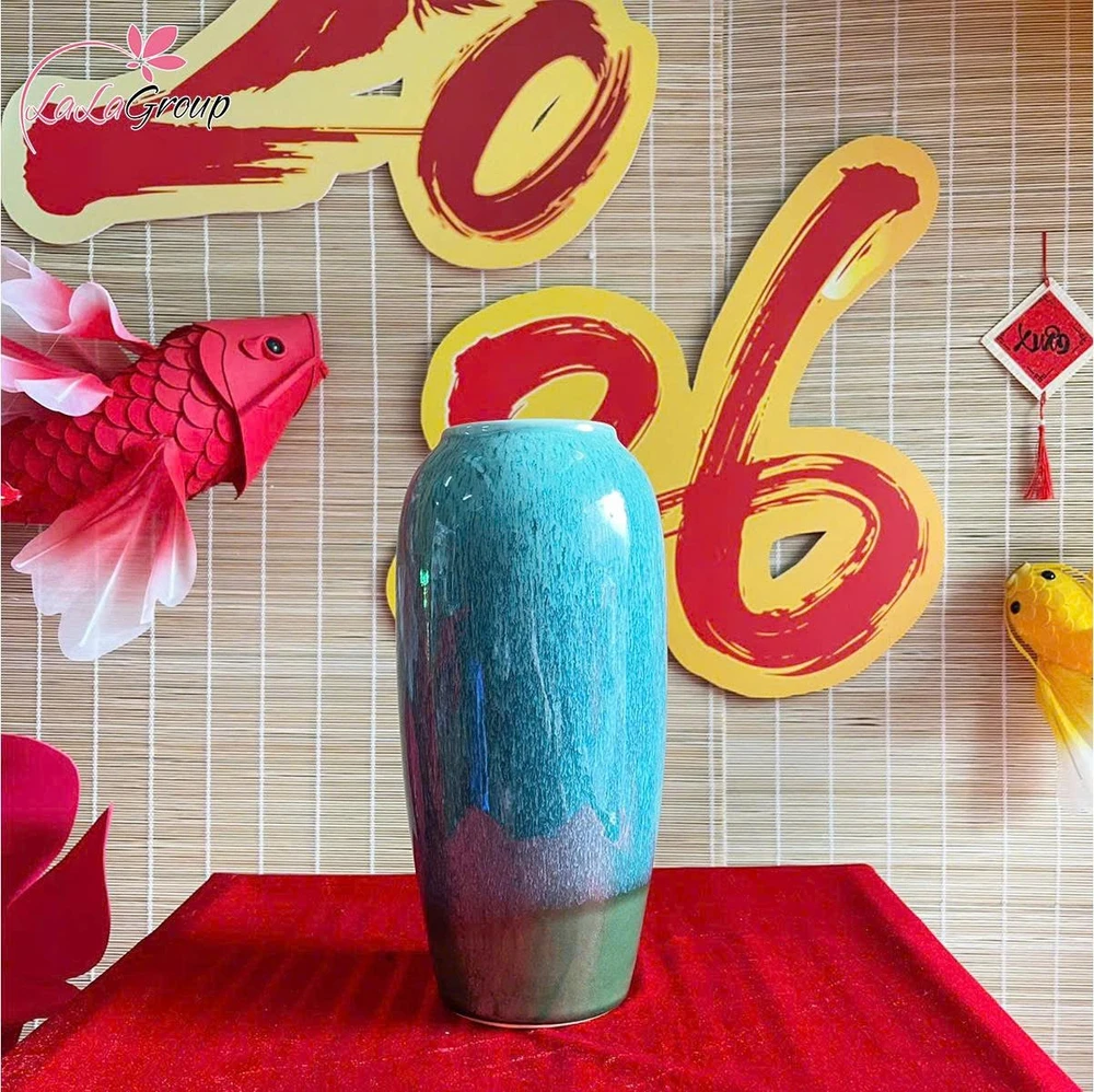 Bình Hoa Gốm Xanh Ngọc Thanh Mát