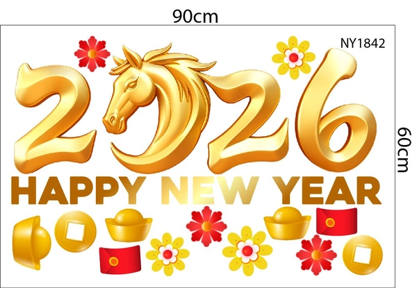Combo Decal Trang Trí Tết Song Mã Đón Xuân 2026