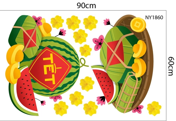 Combo Decal Trang Trí Tết Song Mã Đón Xuân 2026