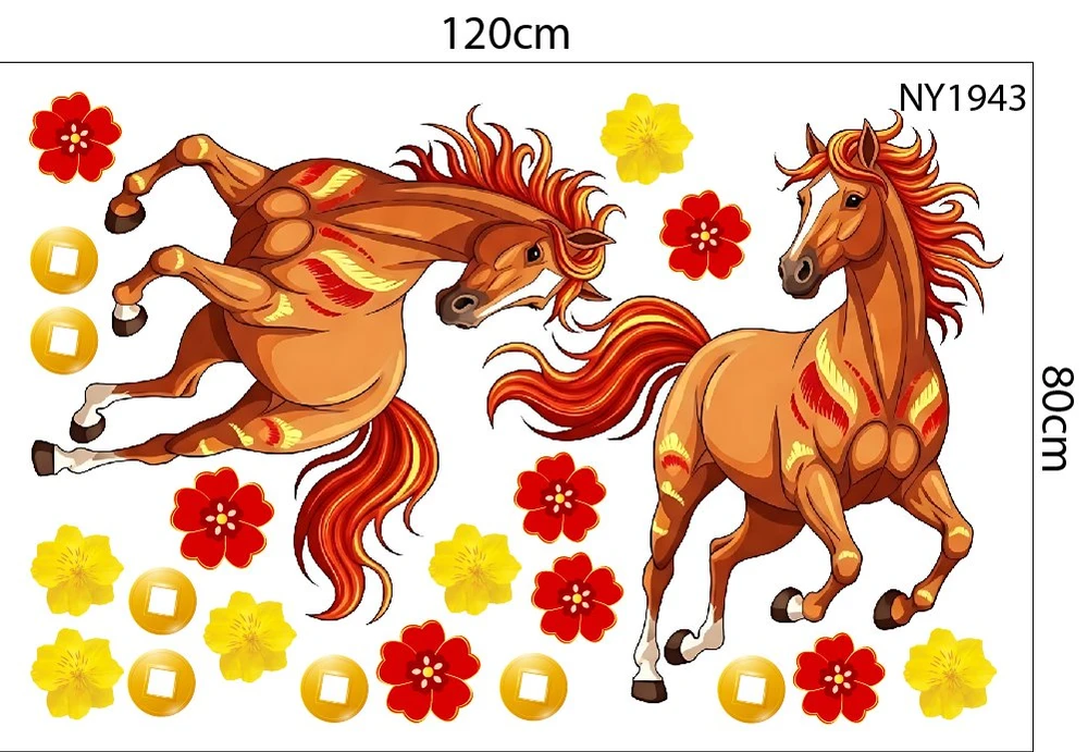 Combo Decal Trang Trí Tết Song Mã Đón Xuân 2026