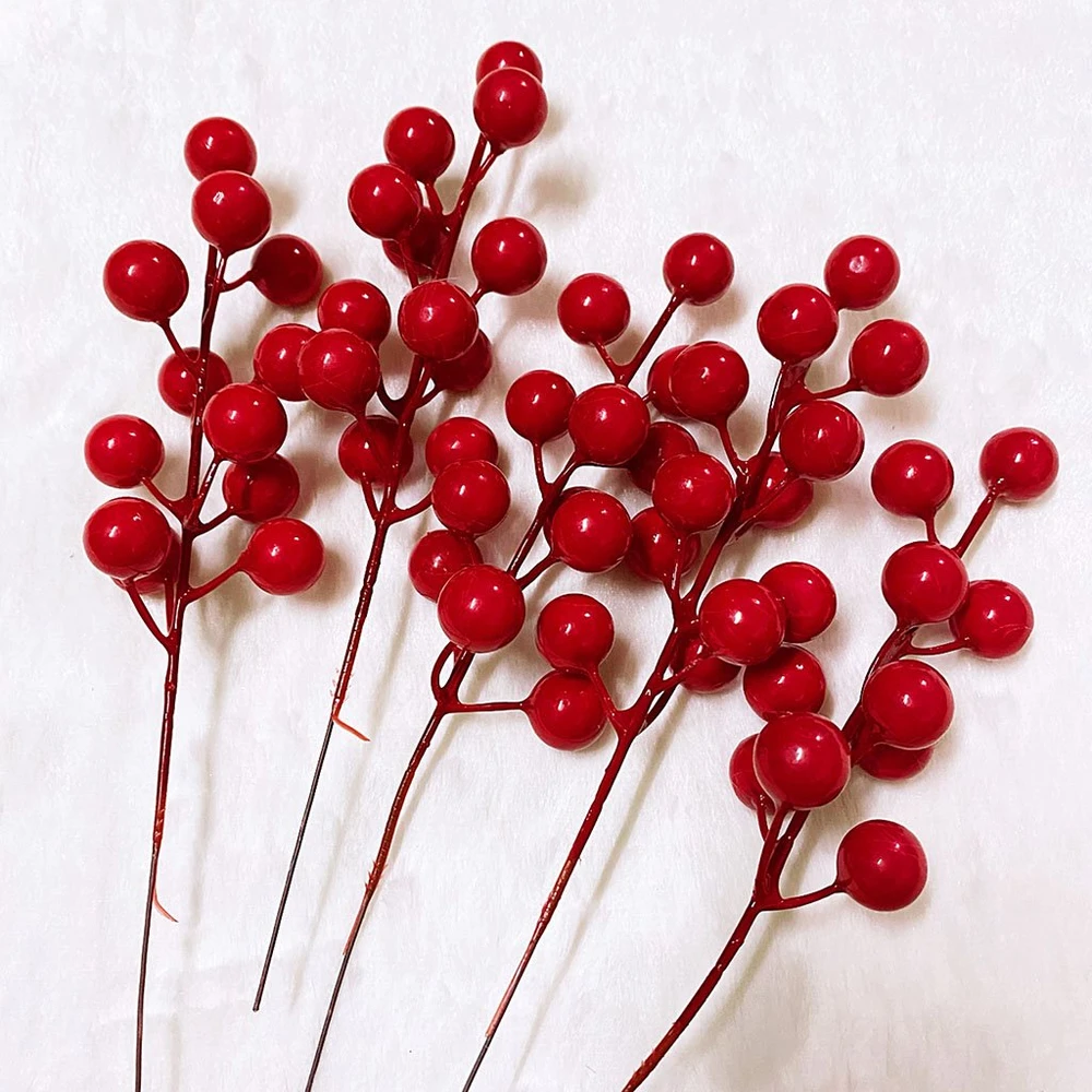 Cành đào đông đỏ 20cm trang trí tết