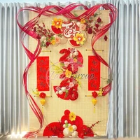 Tiểu cảnh mành tre trang trí tết Chúc mừng năm mới an khang thịnh vượng 2026