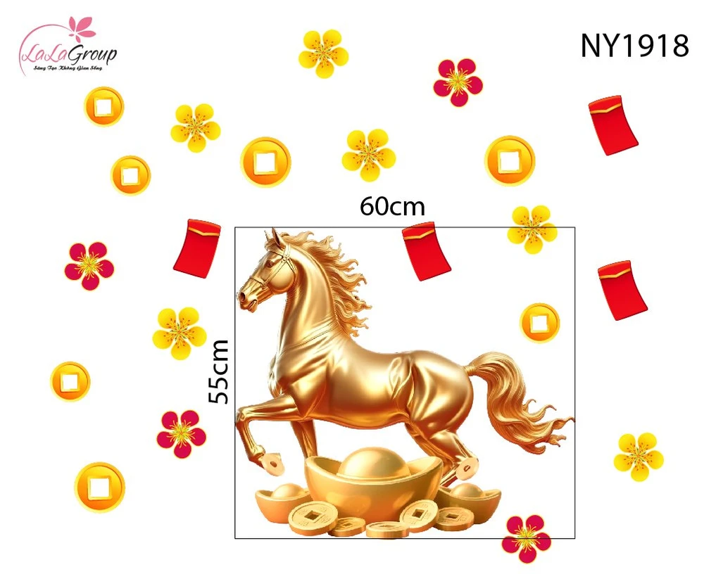 Decal Trang Trí Tết Tuấn Mã Phát Tài