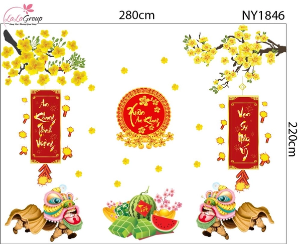 Combo Decal Trang Trí Tết Xuân An Khang Thịnh Vượng Vạn Sự Như Ý