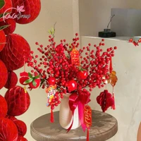 Bình hoa đào đông kèm lựu đỏ tài lộc