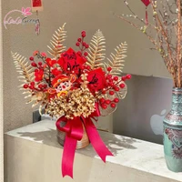 Bình hoa tú cầu kèm đào đông phúc lộc sum vầy