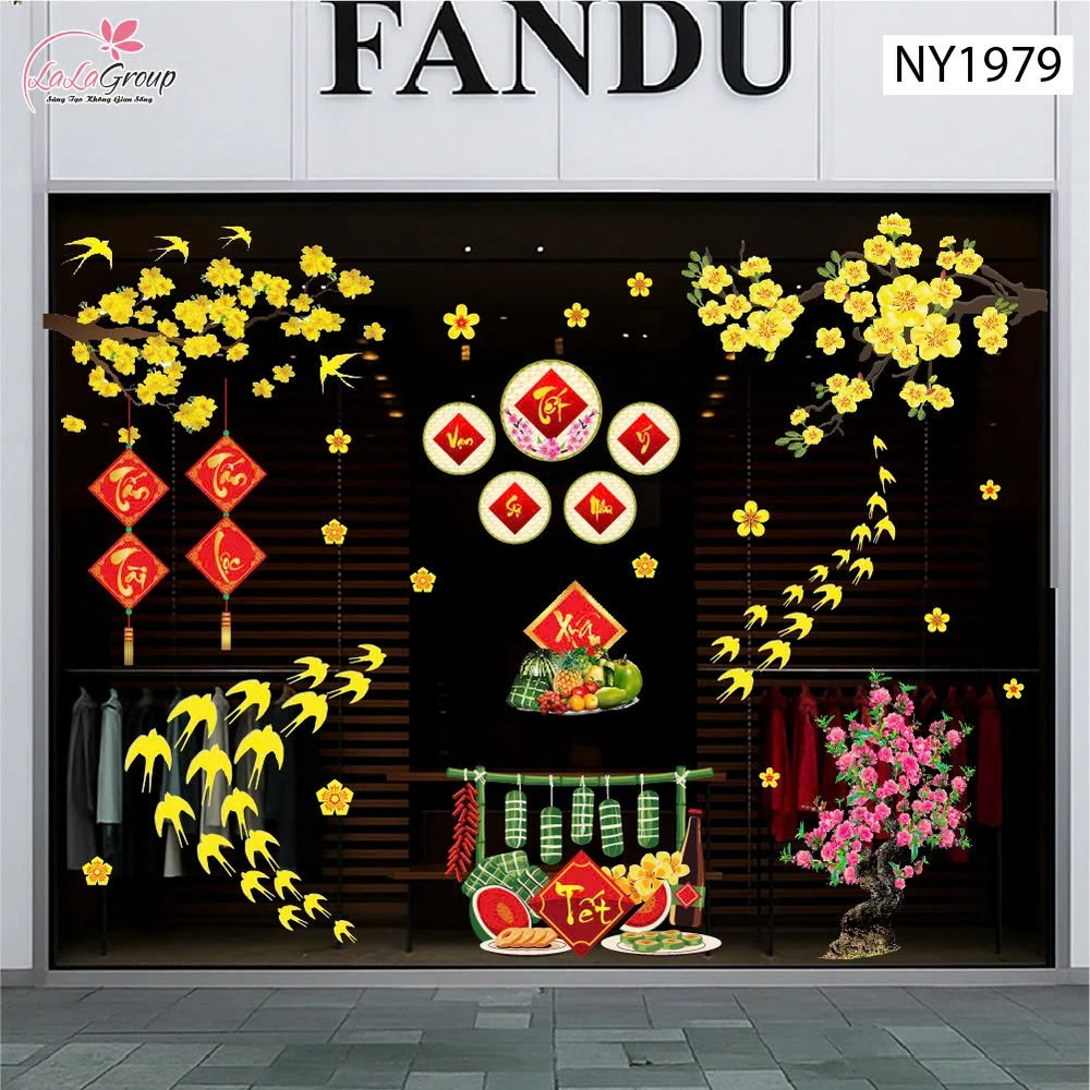 Combo Decal Trang Trí Tết Vạn Sự Như Ý Xuân Tấn Tài Tấn Lộc