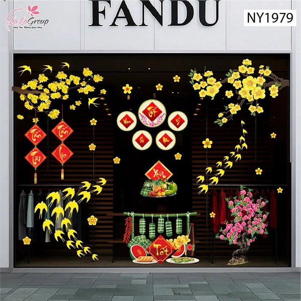 Combo Decal Trang Trí Tết Vạn Sự Như Ý Xuân Tấn Tài Tấn Lộc