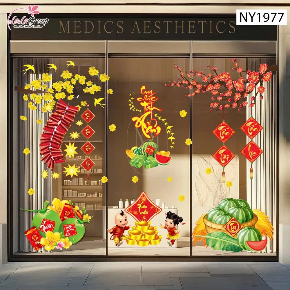 Combo Decal Trang Trí Tết Xuân Như Ý Tấn Tài Tấn Lộc