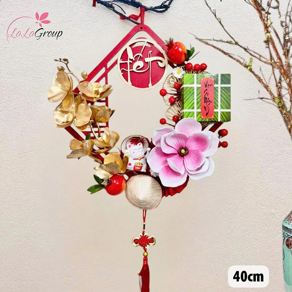 Vòng hoa tết 40cm vạn sự như ý