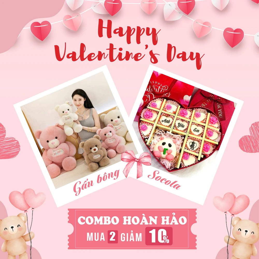 Set quà tặng gấu bông 95cm và socola ngọt ngào