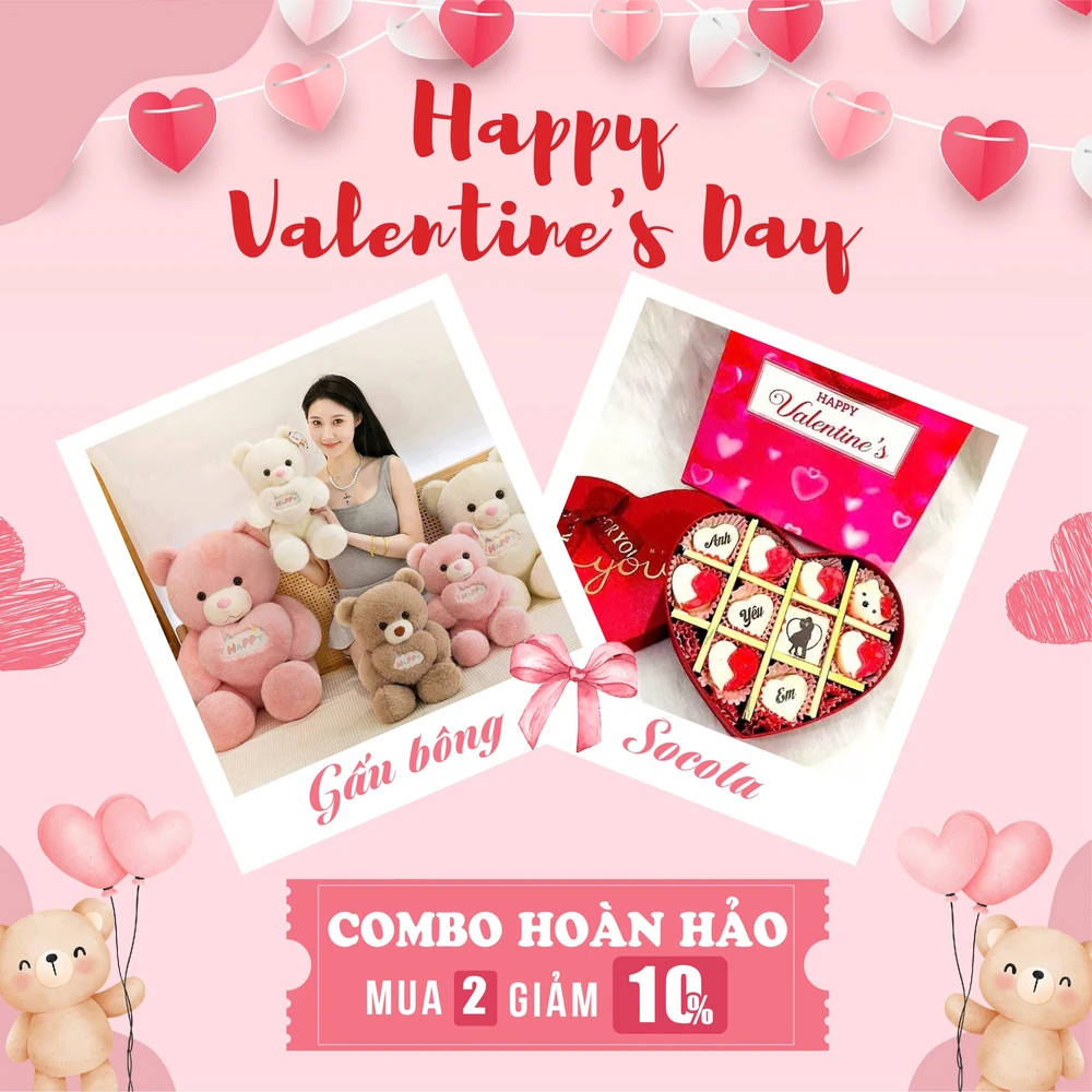 Set quà tặng gấu bông 95cm và socola ngọt ngào
