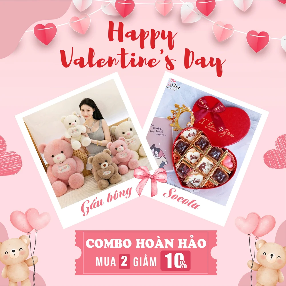 Set quà tặng gấu bông 95cm và socola ngọt ngào
