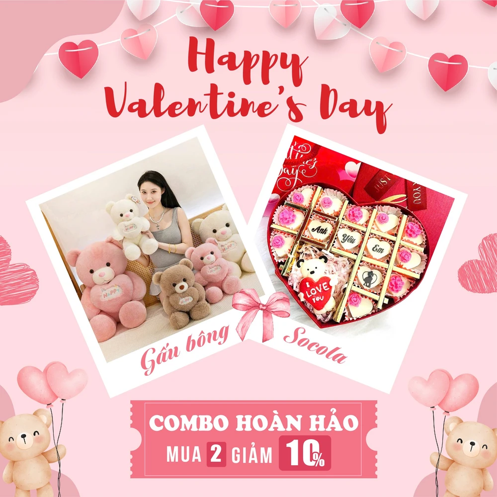 Set quà tặng gấu bông 95cm và socola ngọt ngào