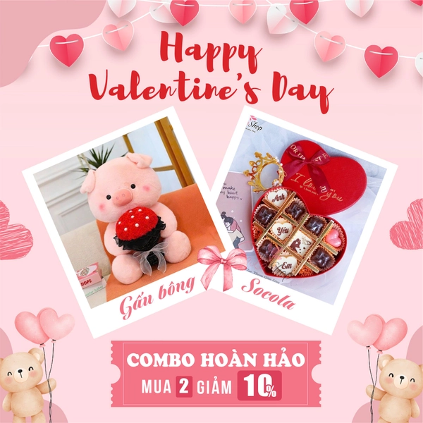 Set quà tặng gấu bông và socola ngọt ngào