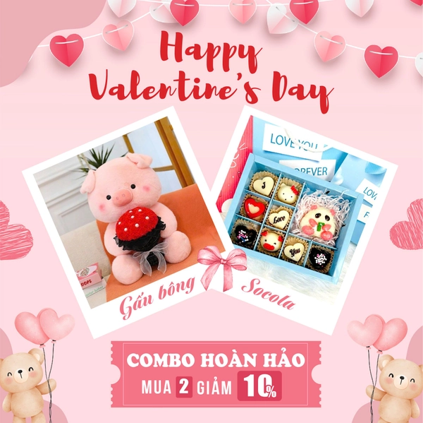 Set quà tặng gấu bông và socola ngọt ngào