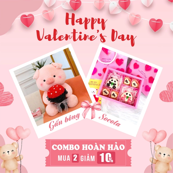 Set quà tặng gấu bông và socola ngọt ngào