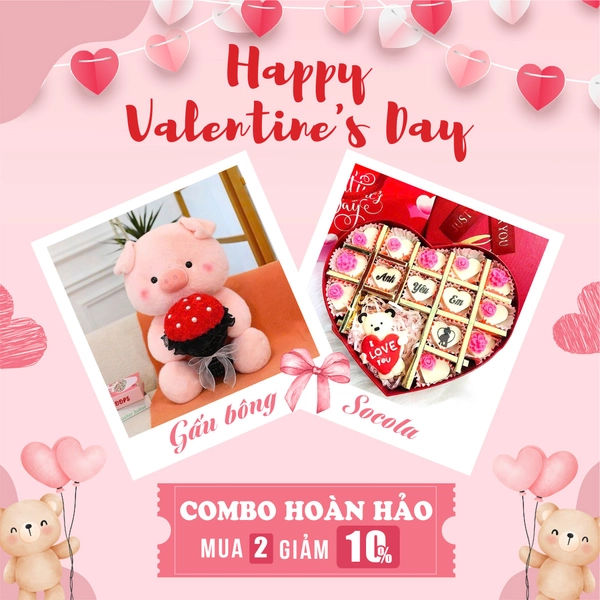 Set quà tặng gấu bông và socola ngọt ngào