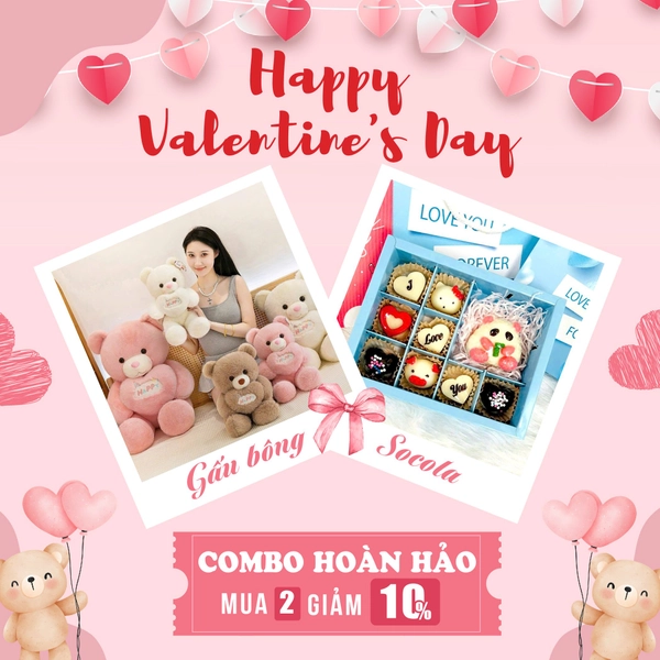 Set quà tặng gấu bông 95cm và socola ngọt ngào