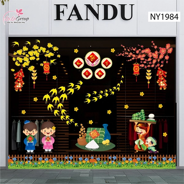 Combo decal trang trí tết bé chúc tết vạn sự như ý