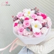 Bó hoa sáp thơm 50 hoa sắc hồng mix hoa tulip trắng dịu dàng quà tặng xinh xắn