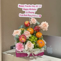 Giỏ Quà Tặng Trái Cây Nhập Khẩu Mix Hoa Hồng Quà Tặng Ý Nghĩa