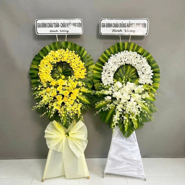 Kệ Hoa Chia Buồn Hoa Lan Mix Hoa Hồng Trắng Thanh Khiết