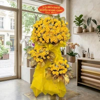 Kệ Hoa Mừng Khai Trương Hồng Phát Tone Vàng 3 Tầng Sang Trọng