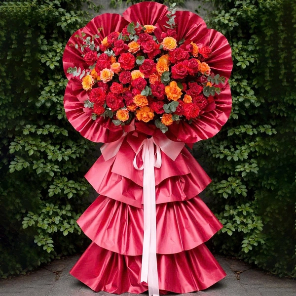 Kệ Hoa Chúc Mừng Khai Trương Sự Kiện Tone Đỏ Rực Rỡ Đại Cát