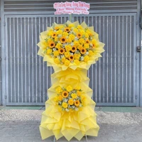 Kệ Hoa Chúc Mừng Khai Trương Tone Vàng Hai Tầng Sang Trọng Phú Quý Tài Lộc