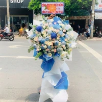 Kệ Hoa Chúc Mừng Khai Trương Tone Xanh Dương Hiện Đại