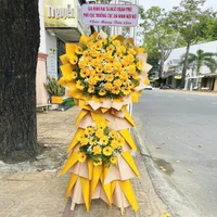 Kệ Hoa Khai Trương Mừng Sự Kiện 2 Tầng Tone Vàng Tài Lộc