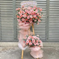 Kệ Hoa Mừng Khai Trương Hồng Phát Tone Hồng Ngọt Ngào 2 Tầng Hiện Đại